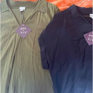 Womens Ava & Viv Plus Size Blouses-2 pc